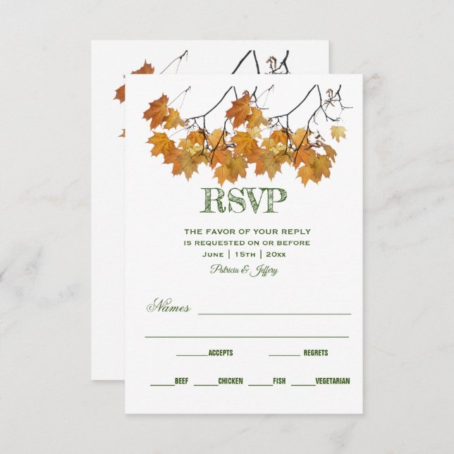 L'automne artistique quitte mariage RSVP carte (Devant / Derrière)