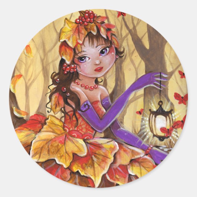 L'automne est venu - autocollant rond (Devant)