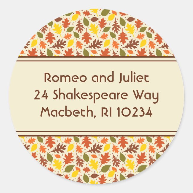 L'automne laisse Étiquette de adresse sur la crème (Devant)