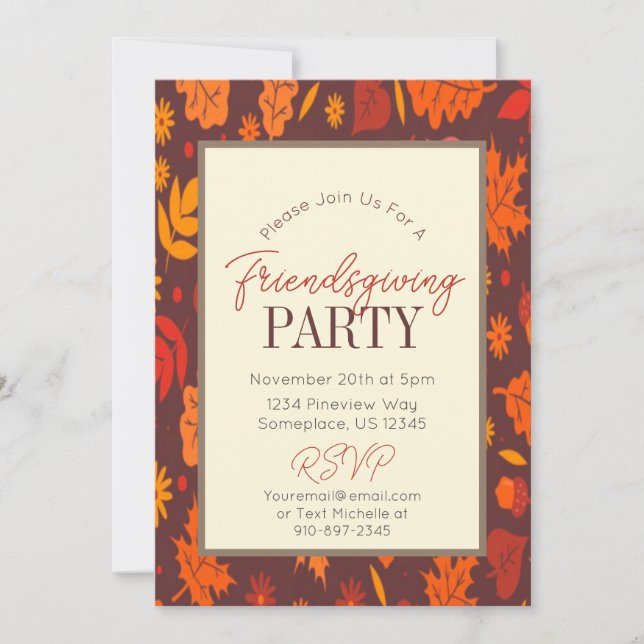 L'Automne Laisse Friendsgiving Diner Invitation (Devant)