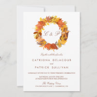 L'AUTOMNE LAISSE UNE INVITATION MARIAGE DE AUTOMNE