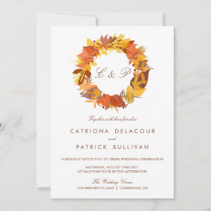 L'AUTOMNE LAISSE UNE INVITATION MARIAGE DE AUTOMNE
