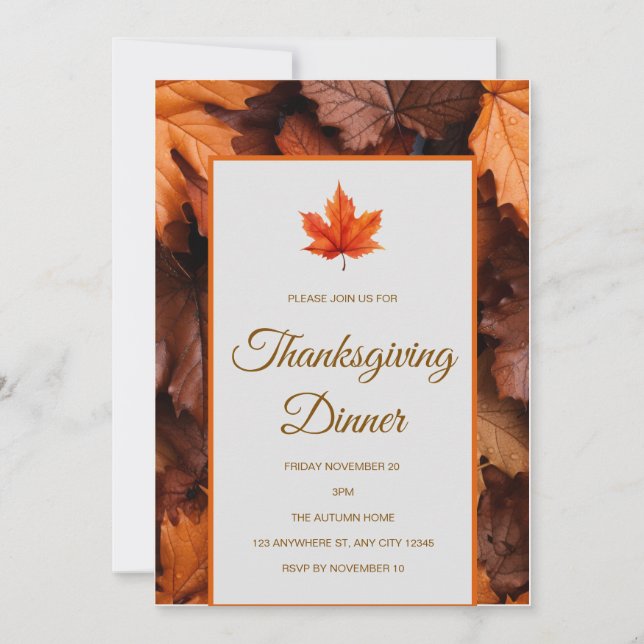 L'automne part Thanksgiving Dîner Invitation (Devant)