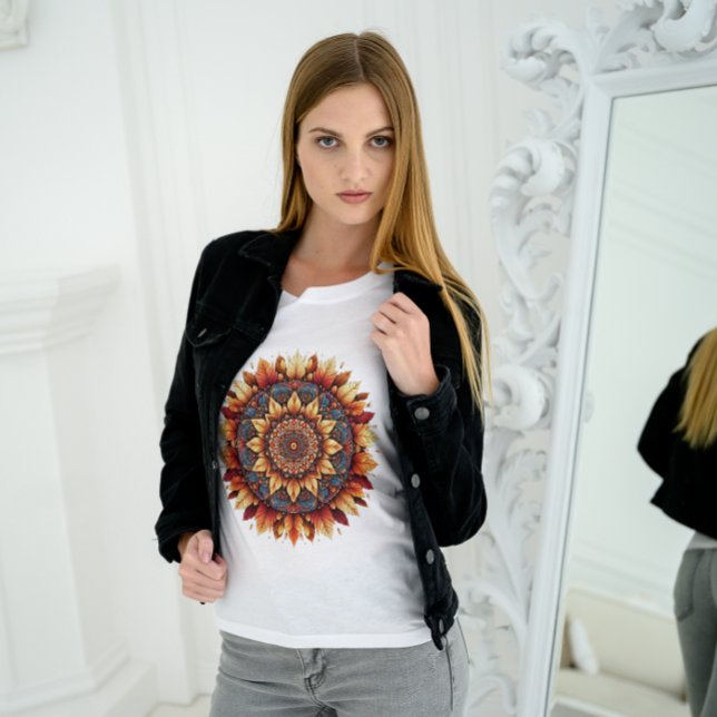 L'automne quitte Mandala T-Shirt 2025 - Tee artist (Créateur téléchargé)