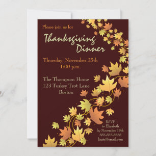 L'automne quitte Thanksgiving Invitation