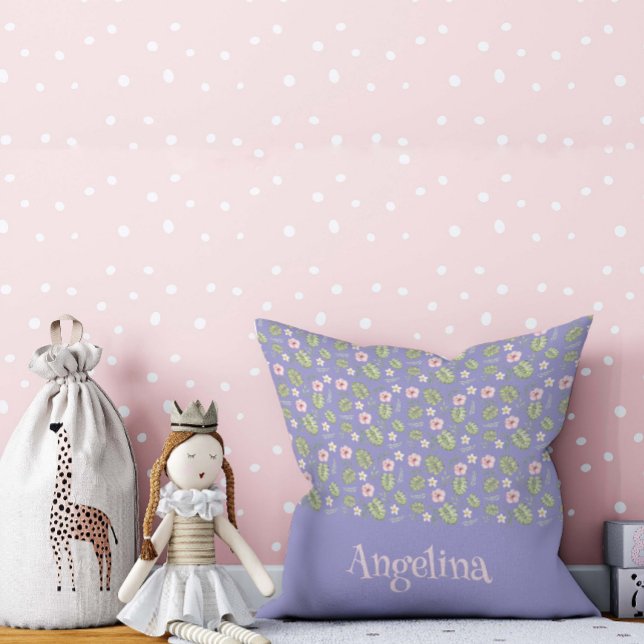 Lavande aquarelle motif floral lancer oreiller (Créateur téléchargé)