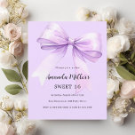 Lavande arc élégant Sweet 16 invitation<br><div class="desc">Un lavande douce,  arrière - plan de couleur violet,  décoré d'un grand arc. Personnalisez et ajoutez un nom et des détails du parti. 1 feuille = 1 invite imprimé bord à bord.</div>