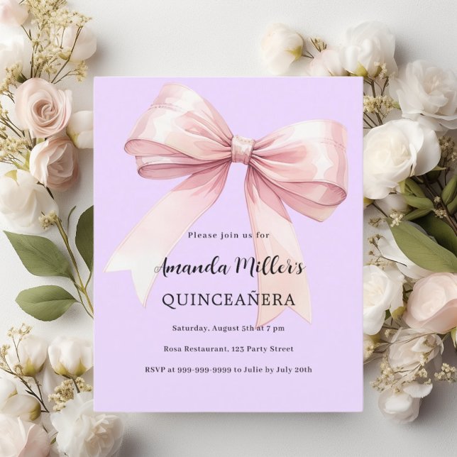 Lavande arc rose Quinceanera invitation (Créateur téléchargé)