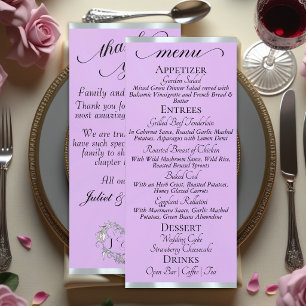 Lavande/Argent - Menu Monogramme & Merci