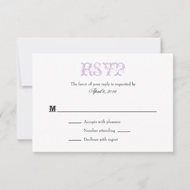 Lavande Blanc Plaine Simple Mariage Cartes RSVP (Devant)