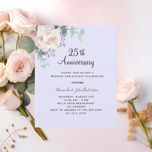Lavande blanche florale 25e faire-part de mariage