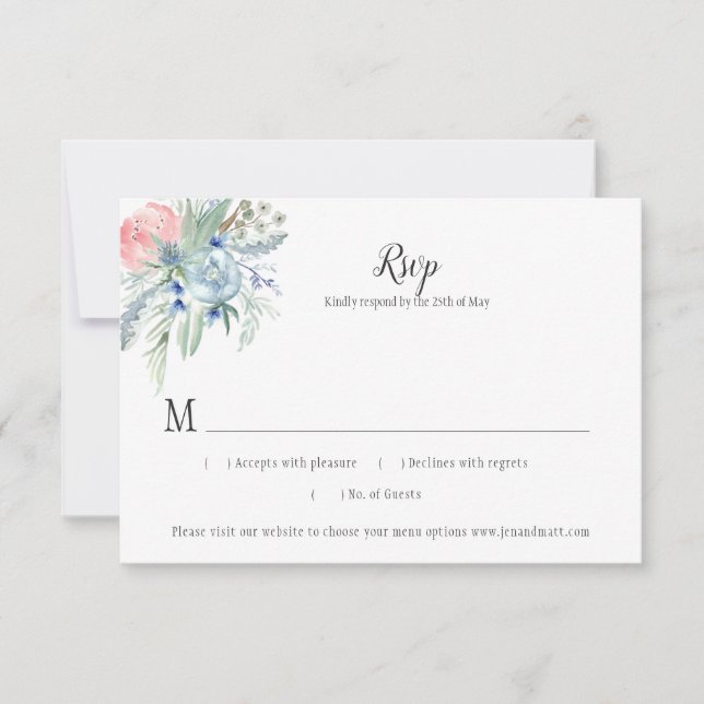 Lavande bleu rose Sage Vert Floral RSVP (Devant)
