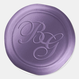 Lavande Calligraphie Monogramme Stickers cire