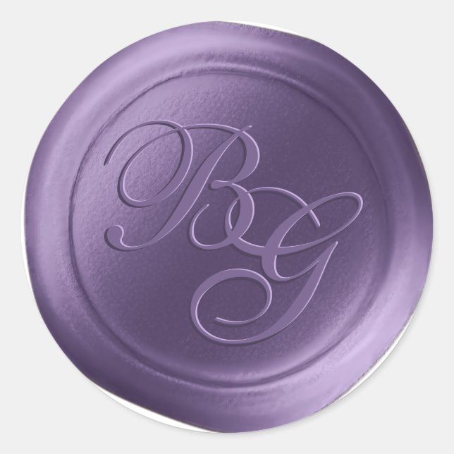 Lavande Calligraphie Monogramme Stickers cire (Devant)