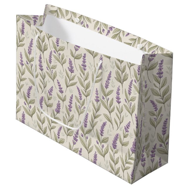 Lavande Chic Imprimer Grand Sac Cadeau (Devant Angle)