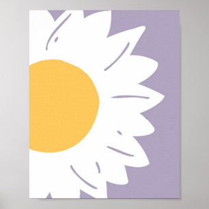 Lavande Daisy – Art mural floral minimaliste