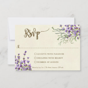 lavande de boho épousant la carte nuptiale de rsvp