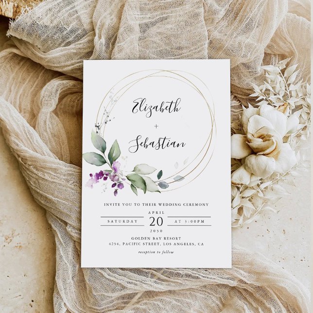 Lavande de verdure violette Faire-part de mariage (Créateur téléchargé)