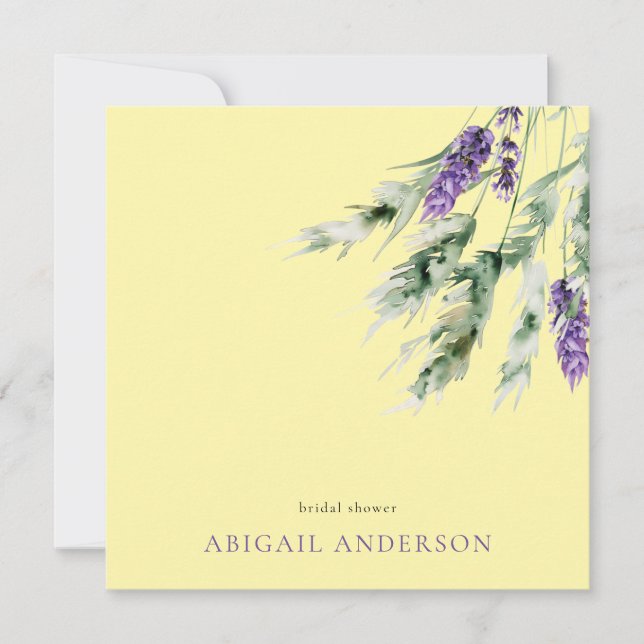 Lavande Délicate et Jaune Invitation de Mariage Ca (Devant)