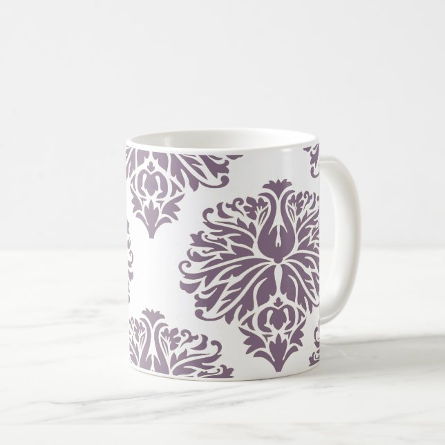 Lavande Elegant Damask Café Mug (Devant droit)