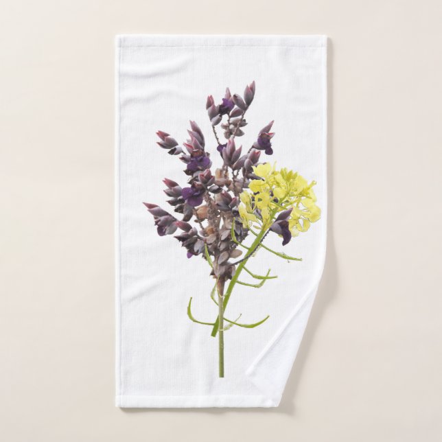 Lavande et Fleur sauvage jaune Conception botaniqu (Serviette à main)