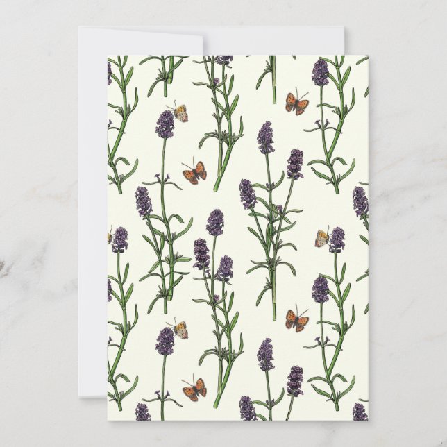 Lavande et papillons sur blanc (Devant)