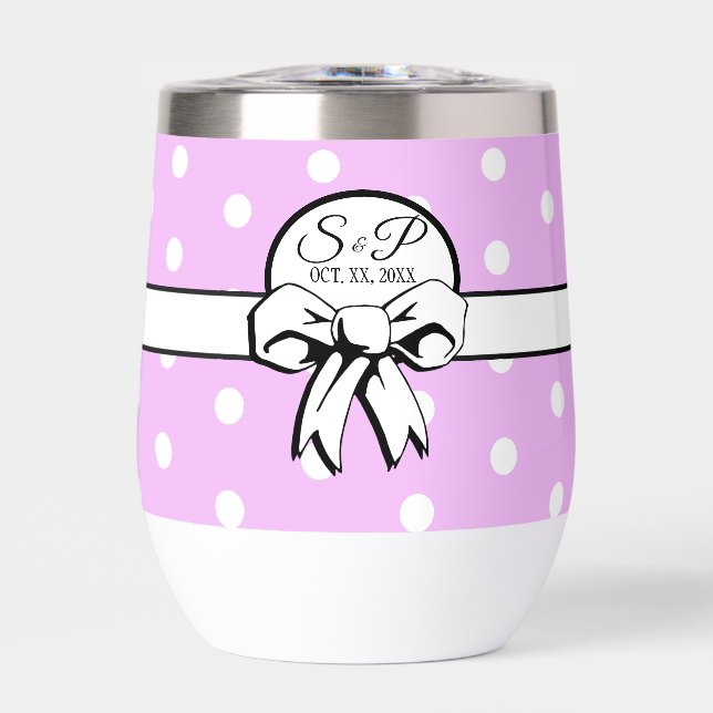 Lavande et pois blanc Pointe Blanc Bow Personnalis (Avant)