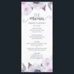 Lavande et Rose gris Floral Wreath Mariage Menu<br><div class="desc">Lavande & Gris Fleur Avec Queue Courbée & Paillettes Lettrées À La Main Menus Mariage. Consultez ma boutique pour voir l'ensemble de la suite mariage pour ce design !</div>