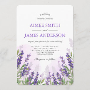 Lavande Faire-part de mariage rustique élégant flo