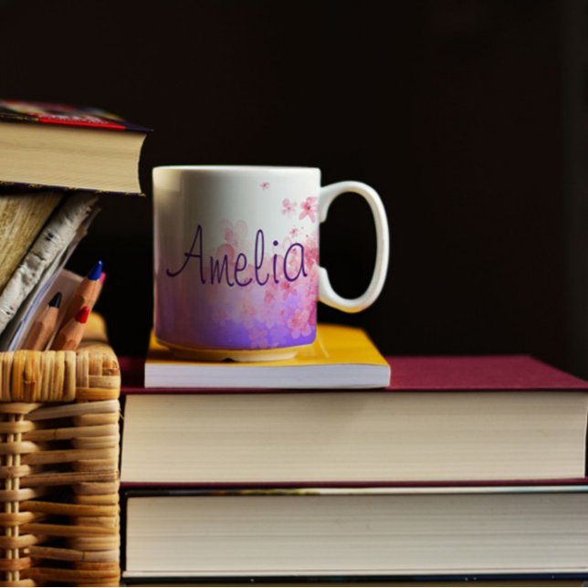 Lavande fleurs aquarelle tasse de café (Créateur téléchargé)