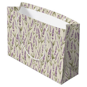 Lavande Fleurs Imprimer Grand Sac Cadeau