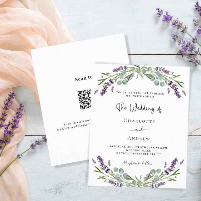 Lavande fleurs violettes budget QR RSVP mariage (Créateur téléchargé)