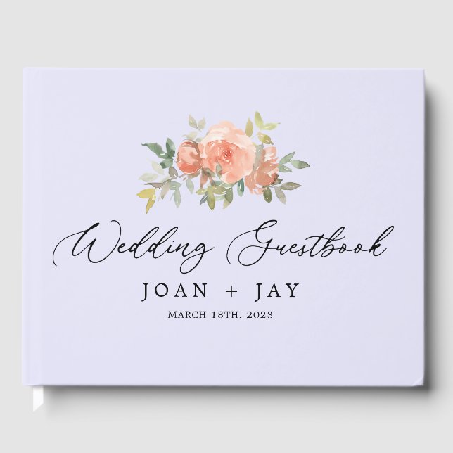 Lavande Floral Sophistiqué Elégant Livre d'Invité (Recto)