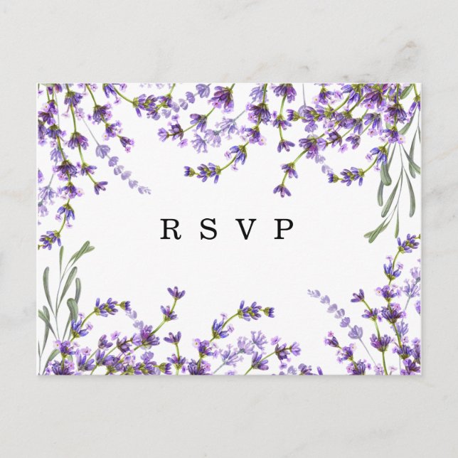 lavande florales boho mariage rsvp carte postale (Devant)