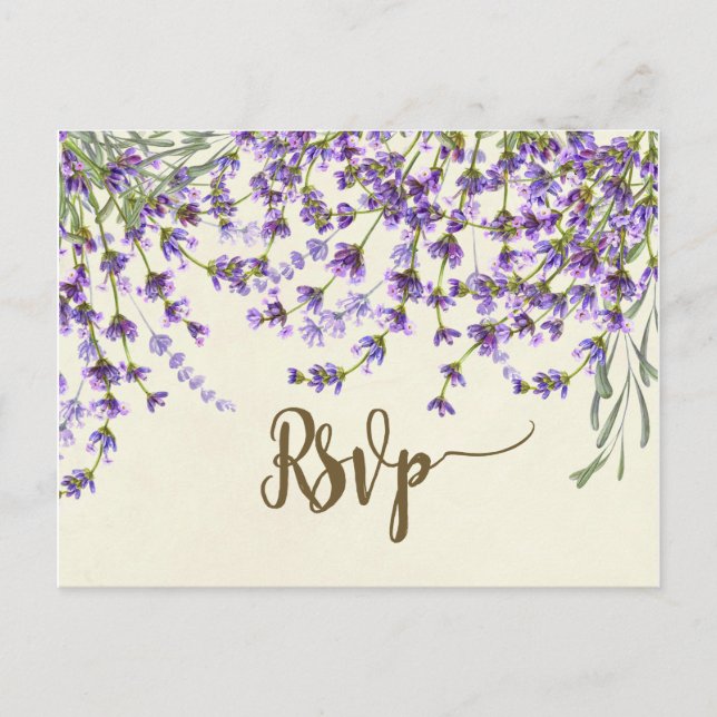 lavande floraux mariage rsvp carte postale (Devant)