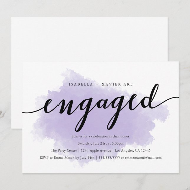 Lavande | Invitation de la partie d'engagement (Devant / Derrière)