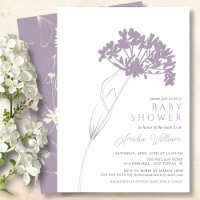 Lavande Moderne Baby shower Floral Invitation