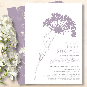Lavande Moderne Baby shower Floral Invitation