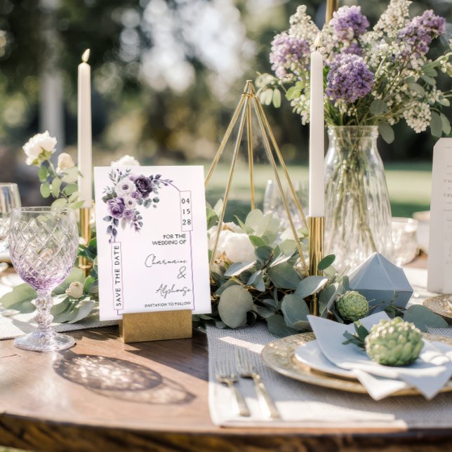 Lavande, Prune, Faire-Part de Date de Mariage | (Créateur téléchargé)