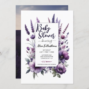 Lavande Purple Baby shower Floral Invitation