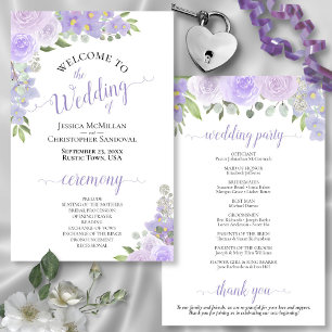 Lavande Purple Boho Floral Budget Wedding Programm