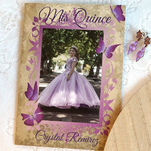 Lavande Purple Vintage Quinceanera Invitation