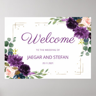 Lavande romantique Bleu Floral Mariage Affiche de 