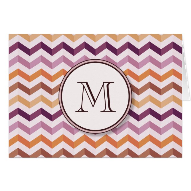 Lavande rose Chevron rayures avec Monogramme rond (Devant horizontal)