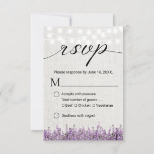 Lavande RSVP l'épousant de toile rustique floral