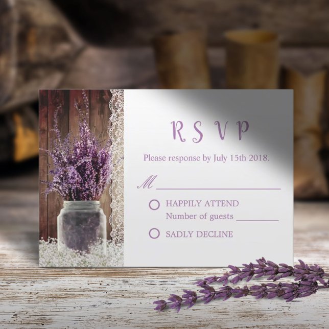 Lavande Rustique Floral Mason Jar Wedding RSVP (Créateur téléchargé)