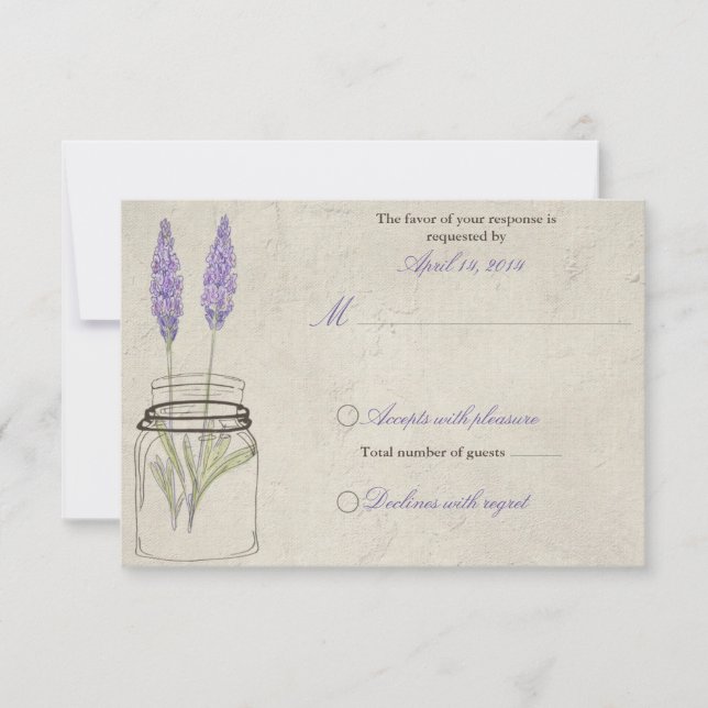 Lavande rustique Mason Jar RSVP | Mariage (Devant)