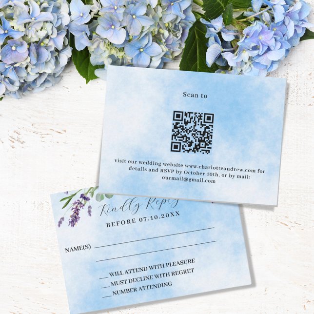 Lavande vert bleu QR mariage réponse RSVP (Créateur téléchargé)