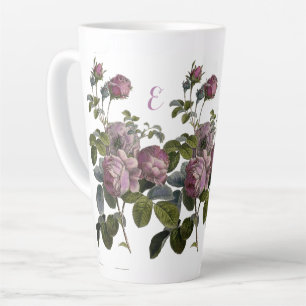 Lavande Vintage Florale Grosse Mug de lattes blanc