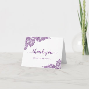 Lavande Violet Élégant Dentelle Floral Merci